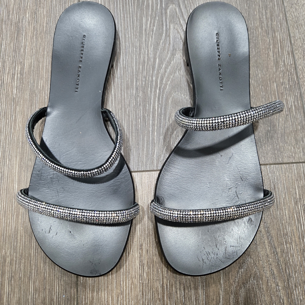Giuseppe Zanotti Black Rhinestone Sandals